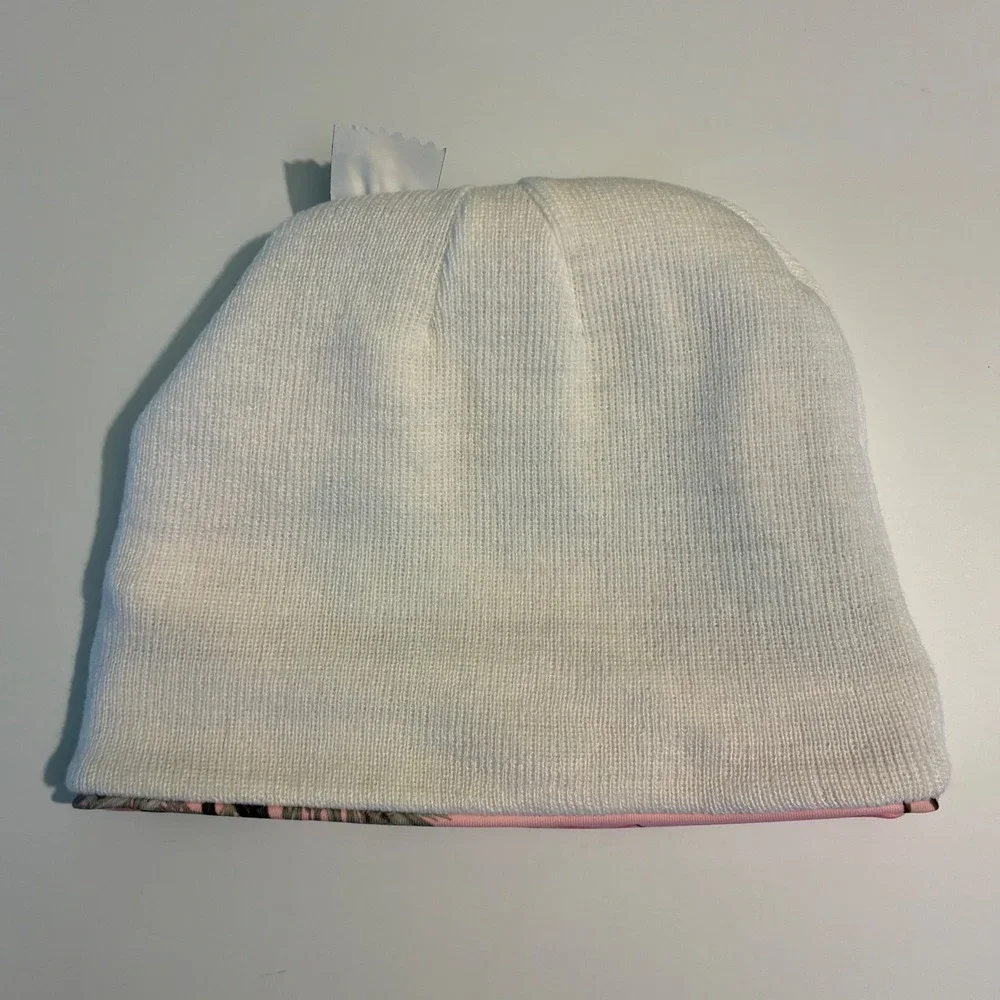 Signatures Realtree AP Pink Camo Reversible Beanie Hat White Knit OSFM